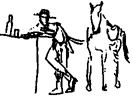 cowboy and horse at  bar